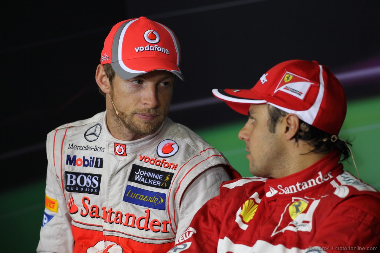 GP BRASILE, 25.11.2012- Gara, Conferenza Stampa, Jenson Button (GBR) McLaren Mercedes MP4-27 e  Felipe Massa (BRA) Ferrari F2012