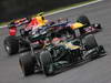 GP BRASILE, 25.11.2012- Gara, Heikki Kovalainen (FIN) Caterham F1 Team CT01 e Mark Webber (AUS) Red Bull Racing RB8 