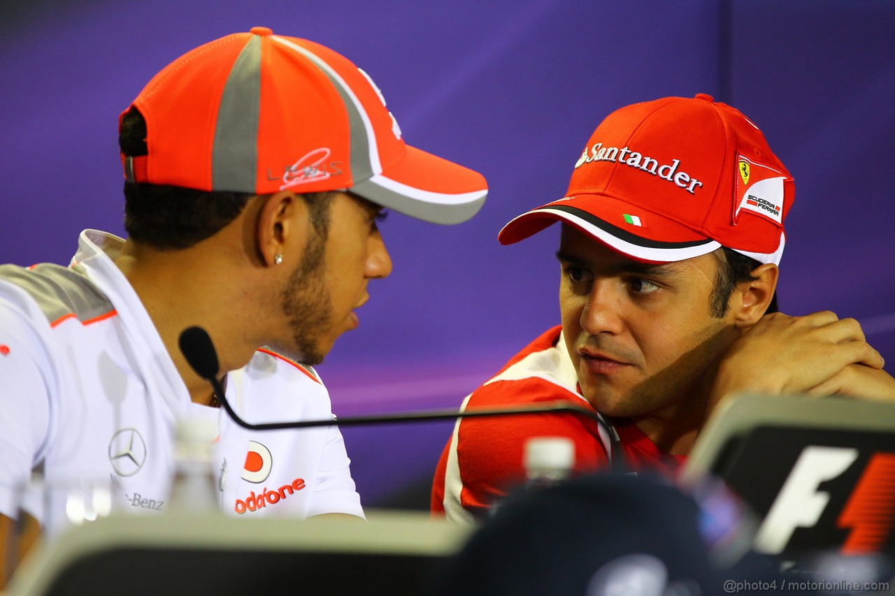 GP BRASILE, 22.11.2012- Conferenza Stampa, Lewis Hamilton (GBR) McLaren Mercedes MP4-27 e Felipe Massa (BRA) Ferrari F2012 