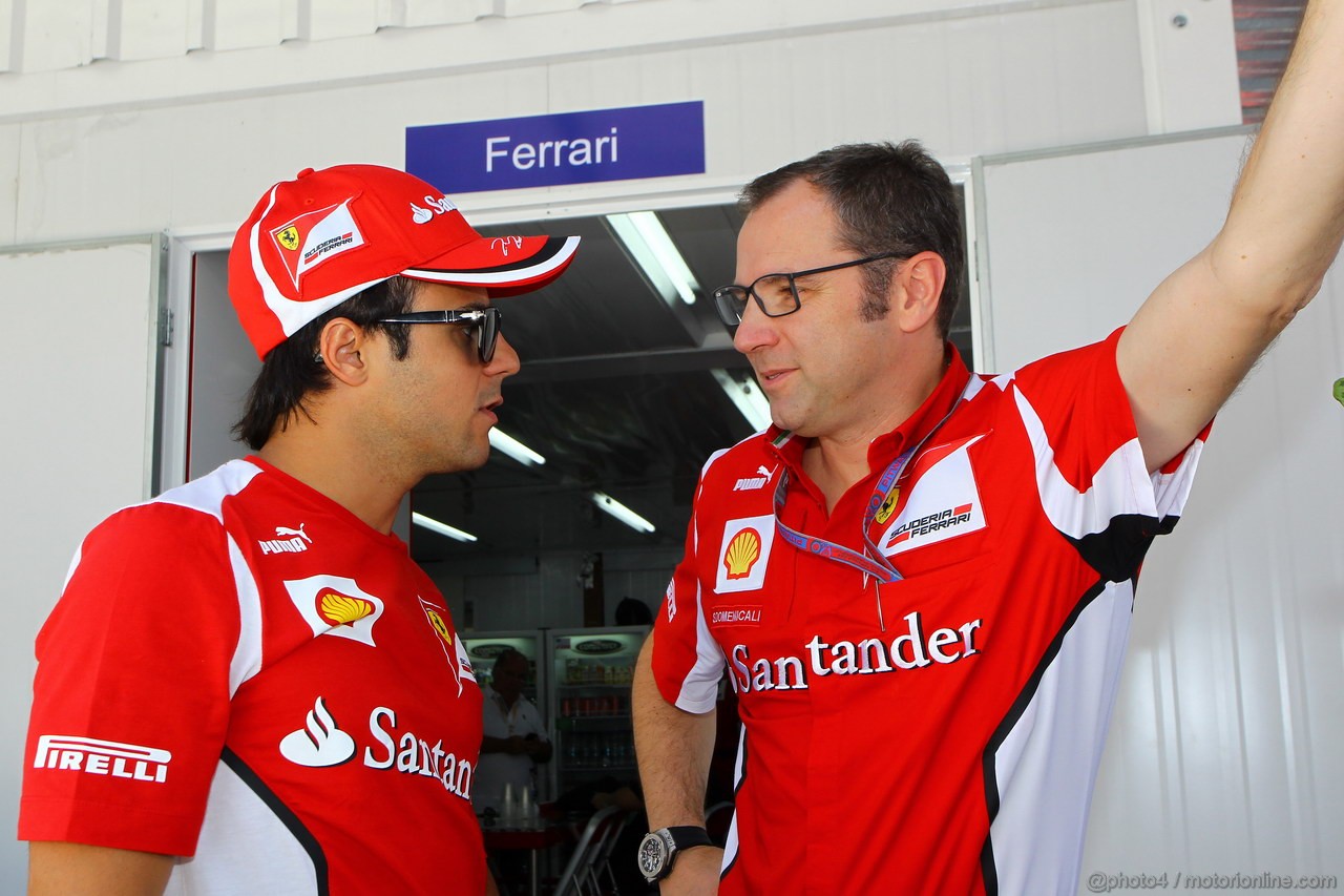 GP BRASILE, 22.11.2012- Felipe Massa (BRA) Ferrari F2012 e Stefano Domenicali (ITA), Team Principal 