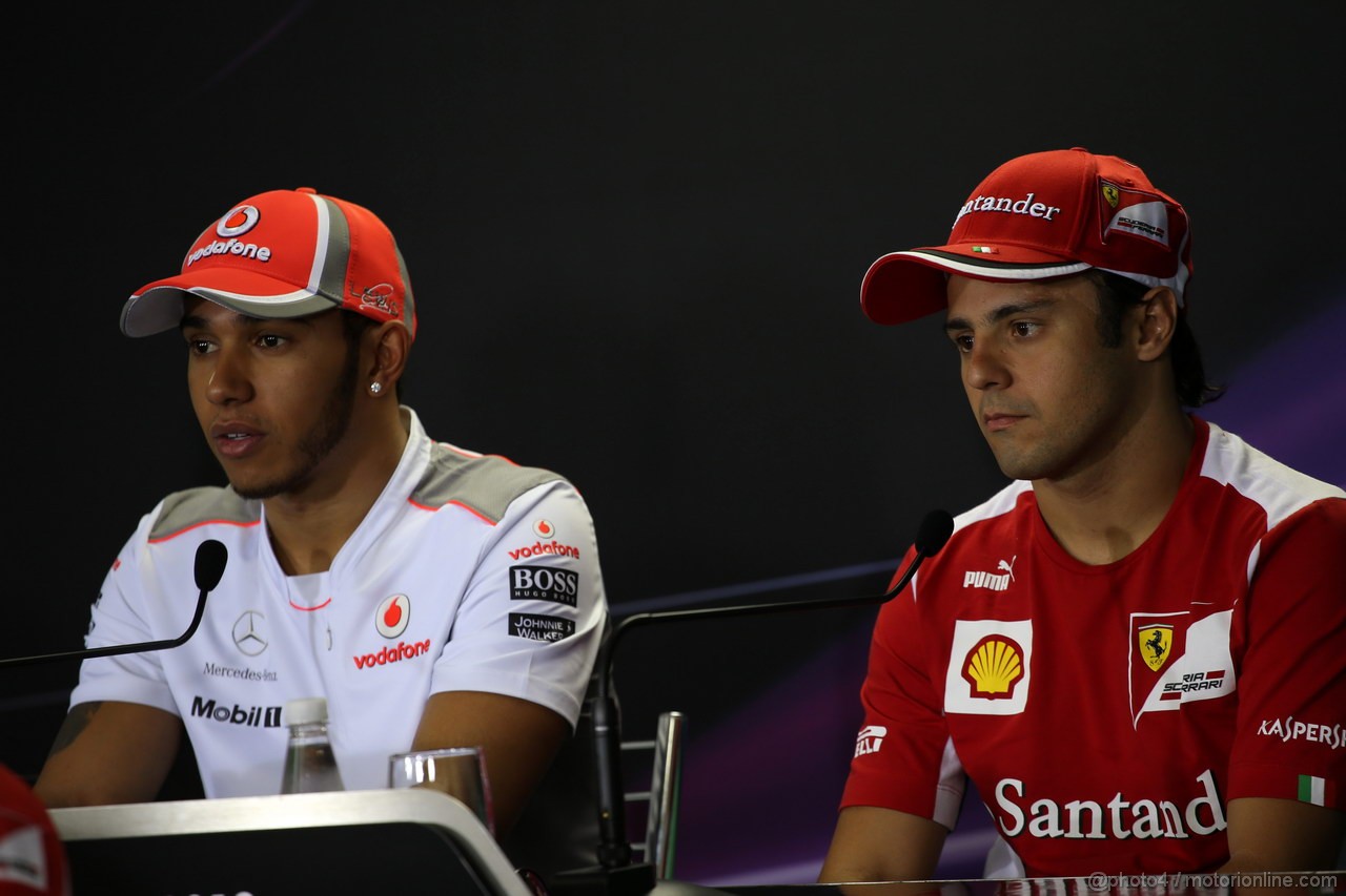 GP BRASILE, 22.11.2012- Conferenza Stampa, Lewis Hamilton (GBR) McLaren Mercedes MP4-27 e Felipe Massa (BRA) Ferrari F2012 