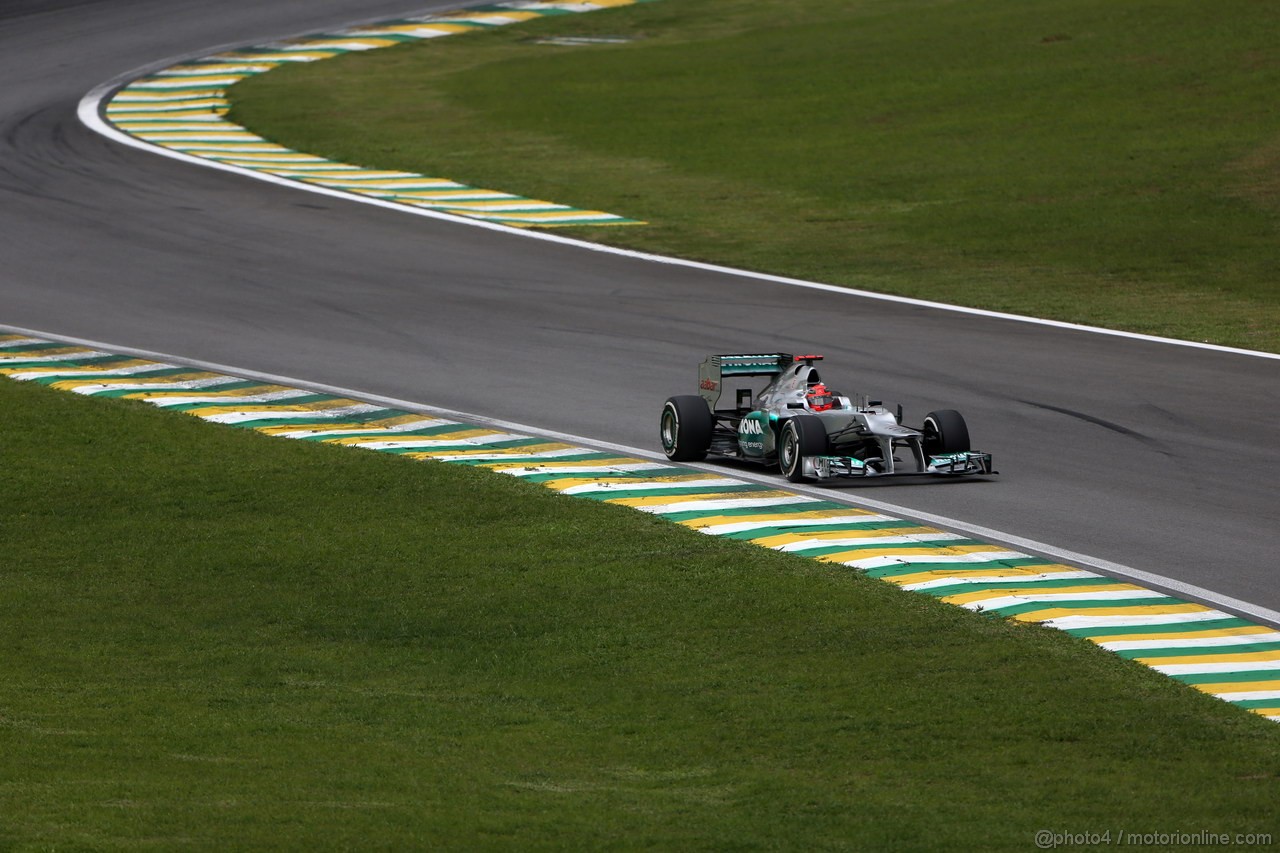 GP BRASILE, 24.11.2012- Prove Libere 3, Michael Schumacher (GER) Mercedes AMG F1 W03 
