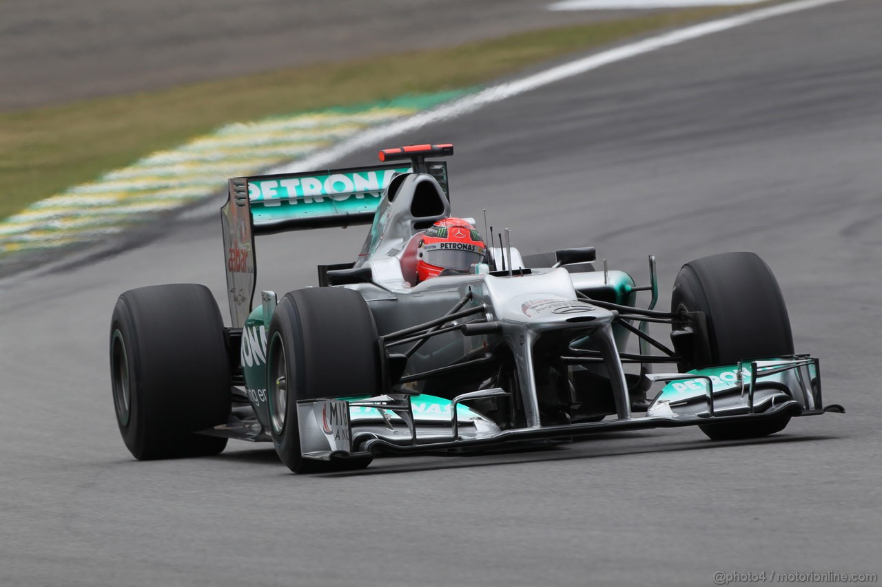 GP BRASILE, 24.11.2012- Prove Libere 3, Michael Schumacher (GER) Mercedes AMG F1 W03 