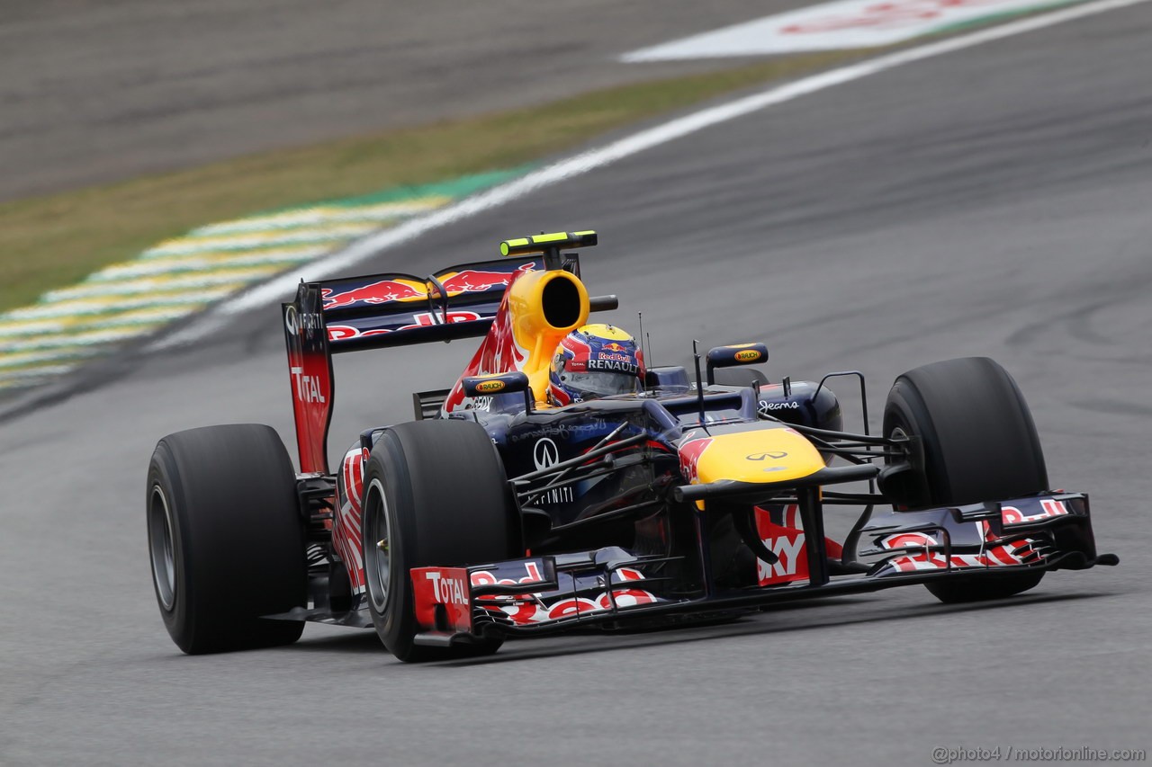 GP BRASILE, 24.11.2012- Prove Libere 3, Mark Webber (AUS) Red Bull Racing RB8 