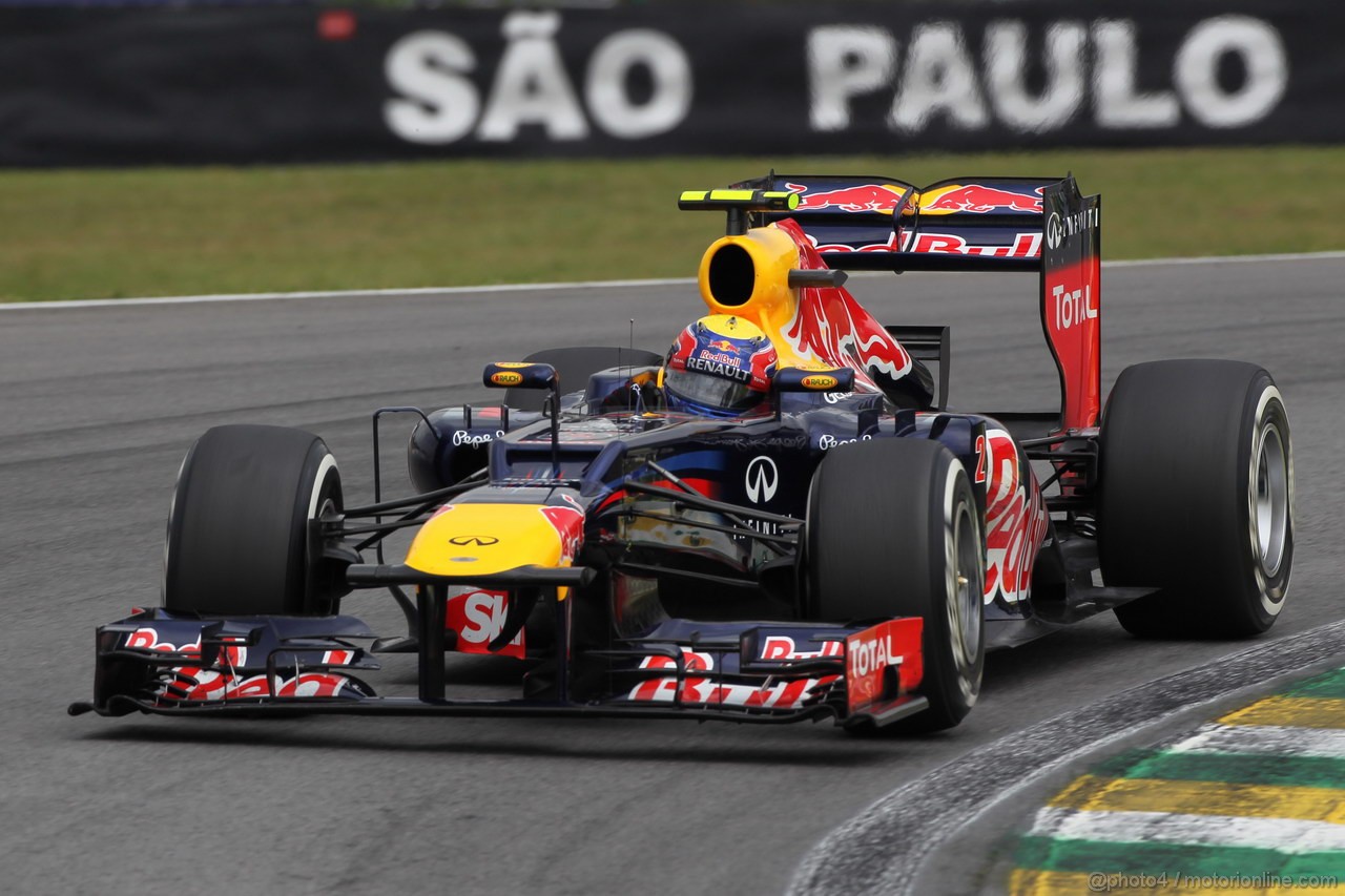 GP BRASILE, 24.11.2012- Prove Libere 3, Mark Webber (AUS) Red Bull Racing RB8 