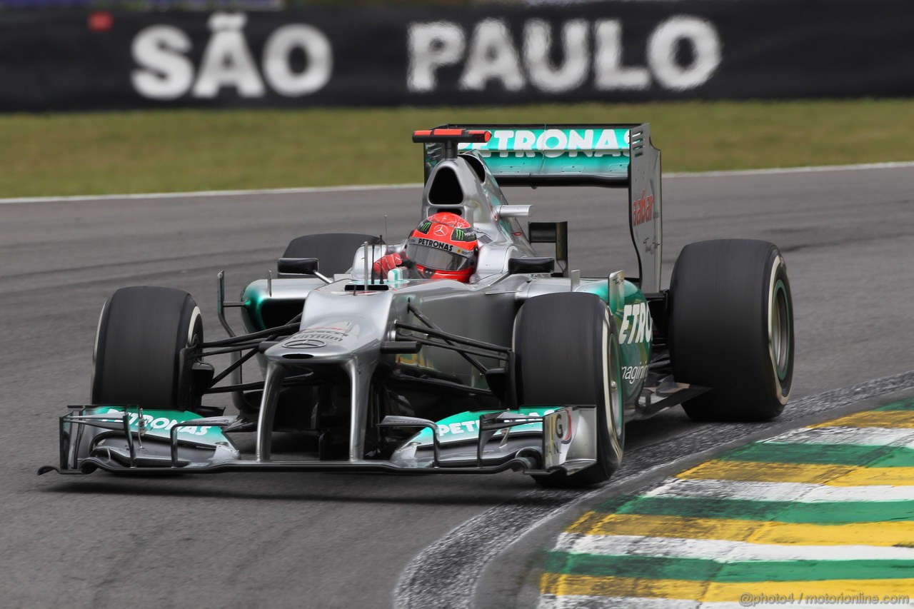 GP BRASILE, 24.11.2012- Prove Libere 3,Michael Schumacher (GER) Mercedes AMG F1 W03 