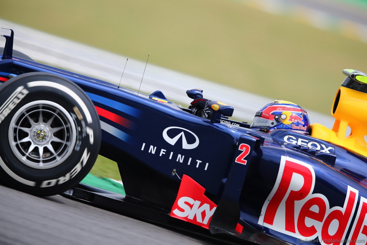 GP BRASILE, 24.11.2012- Qualifiche, Mark Webber (AUS) Red Bull Racing RB8 
