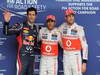 GP BRASILE, 24.11.2012- Qualifiche, terzo Mark Webber (AUS) Red Bull Racing RB8, Lewis Hamilton (GBR) McLaren Mercedes MP4-27 pole position e secondo Jenson Button (GBR) McLaren Mercedes MP4-27