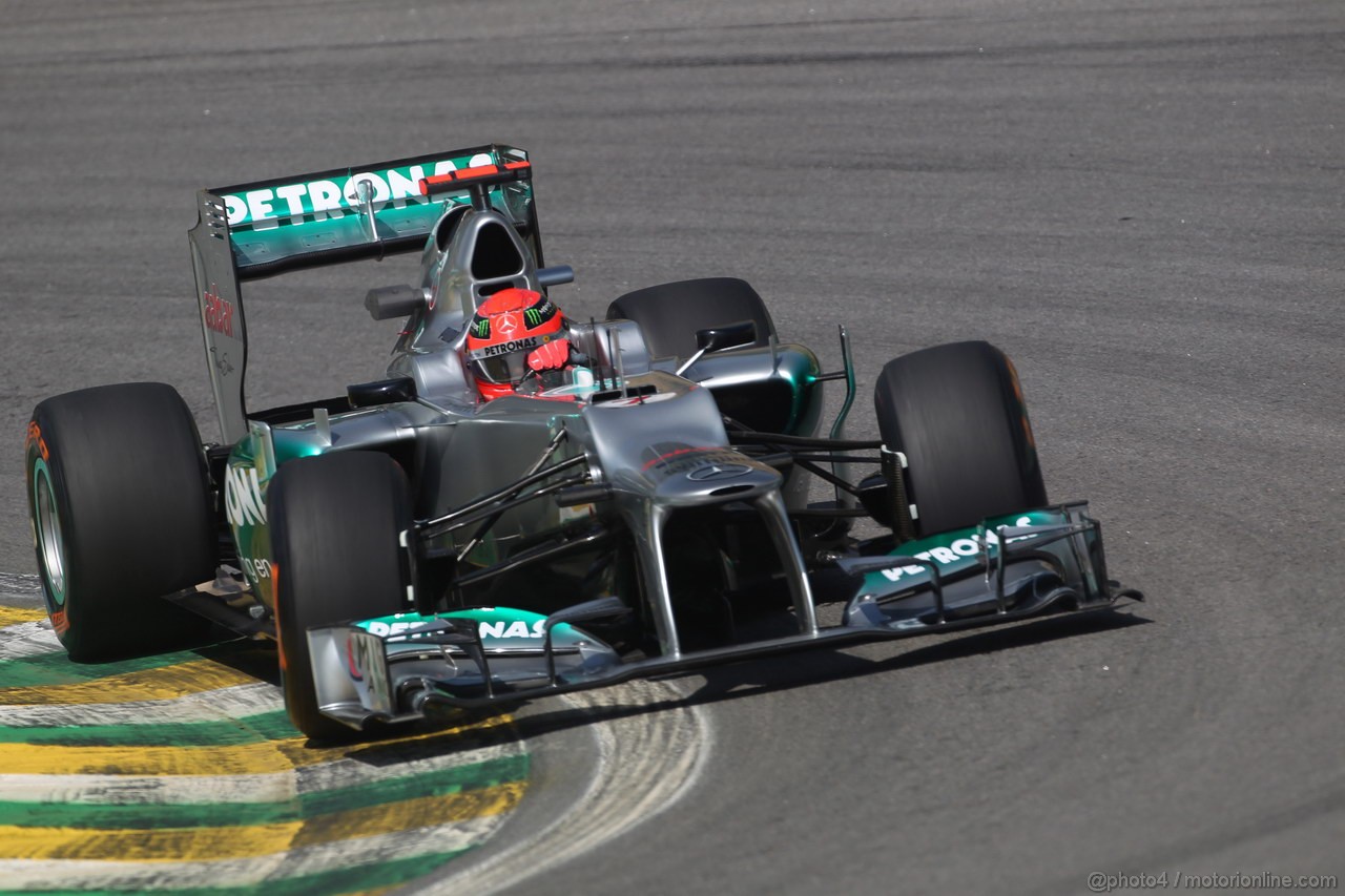 GP BRASILE, 23.11.2012- Prove Libere 1, Michael Schumacher (GER) Mercedes AMG F1 W03 