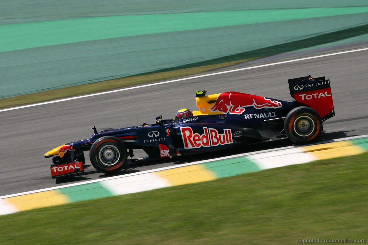 GP BRASILE, 23.11.2012- Prove Libere 1, Mark Webber (AUS) Red Bull Racing RB8 