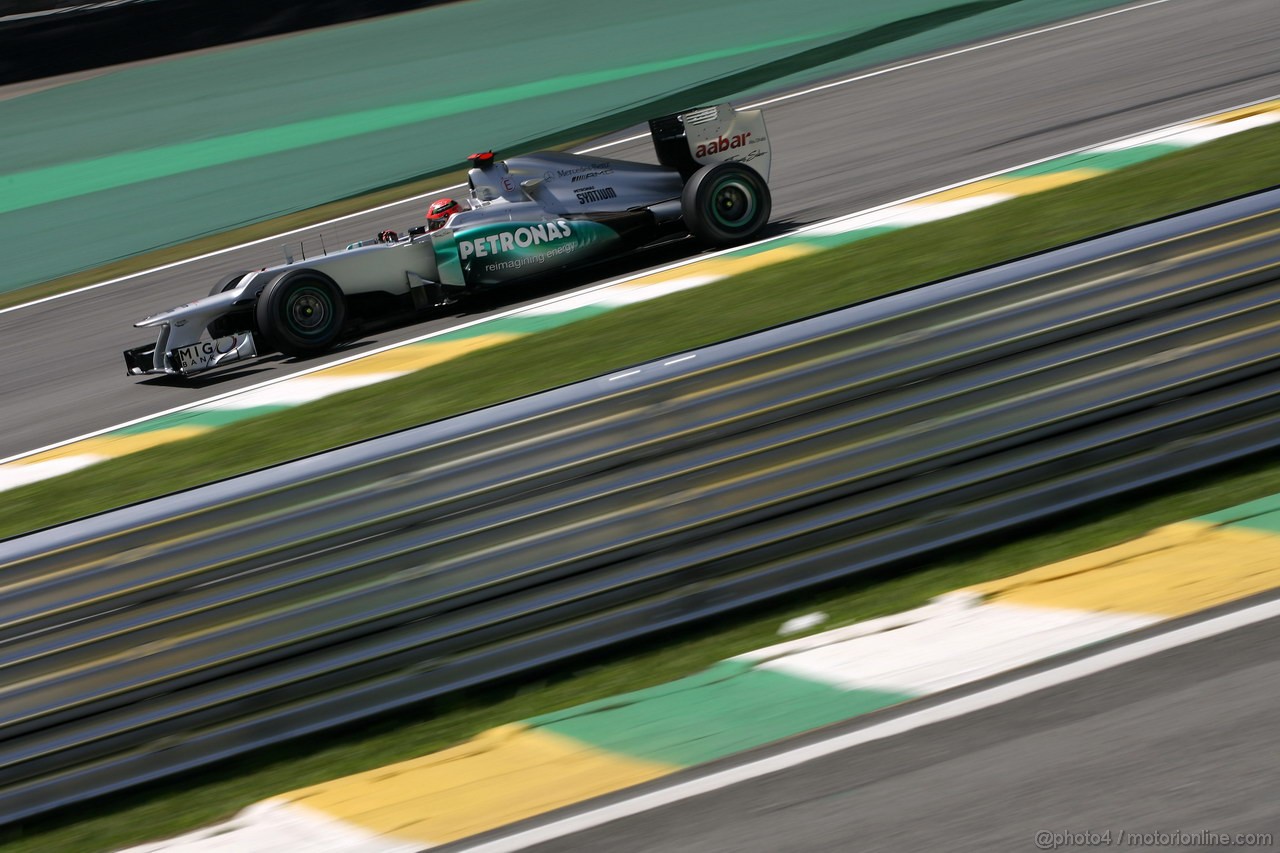 GP BRASILE, 23.11.2012- Prove Libere 1, Michael Schumacher (GER) Mercedes AMG F1 W03 