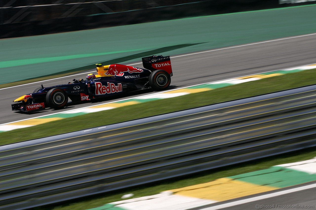 GP BRASILE, 23.11.2012- Prove Libere 1, Mark Webber (AUS) Red Bull Racing RB8 