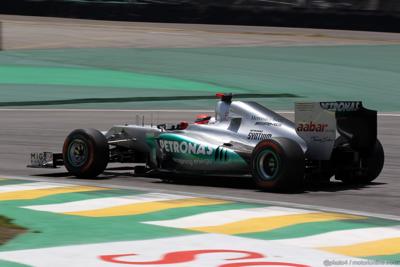 GP BRASILE, 23.11.2012- Prove Libere 1, Michael Schumacher (GER) Mercedes AMG F1 W03 