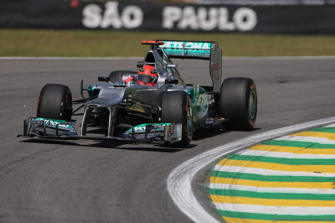 GP BRASILE, 23.11.2012- Prove Libere 1, Michael Schumacher (GER) Mercedes AMG F1 W03 