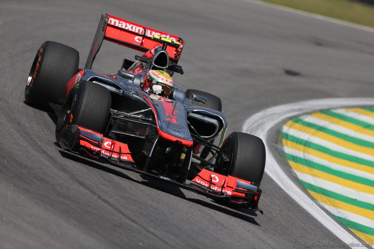 GP BRASILE, 23.11.2012- Prove Libere 1, Lewis Hamilton (GBR) McLaren Mercedes MP4-27 