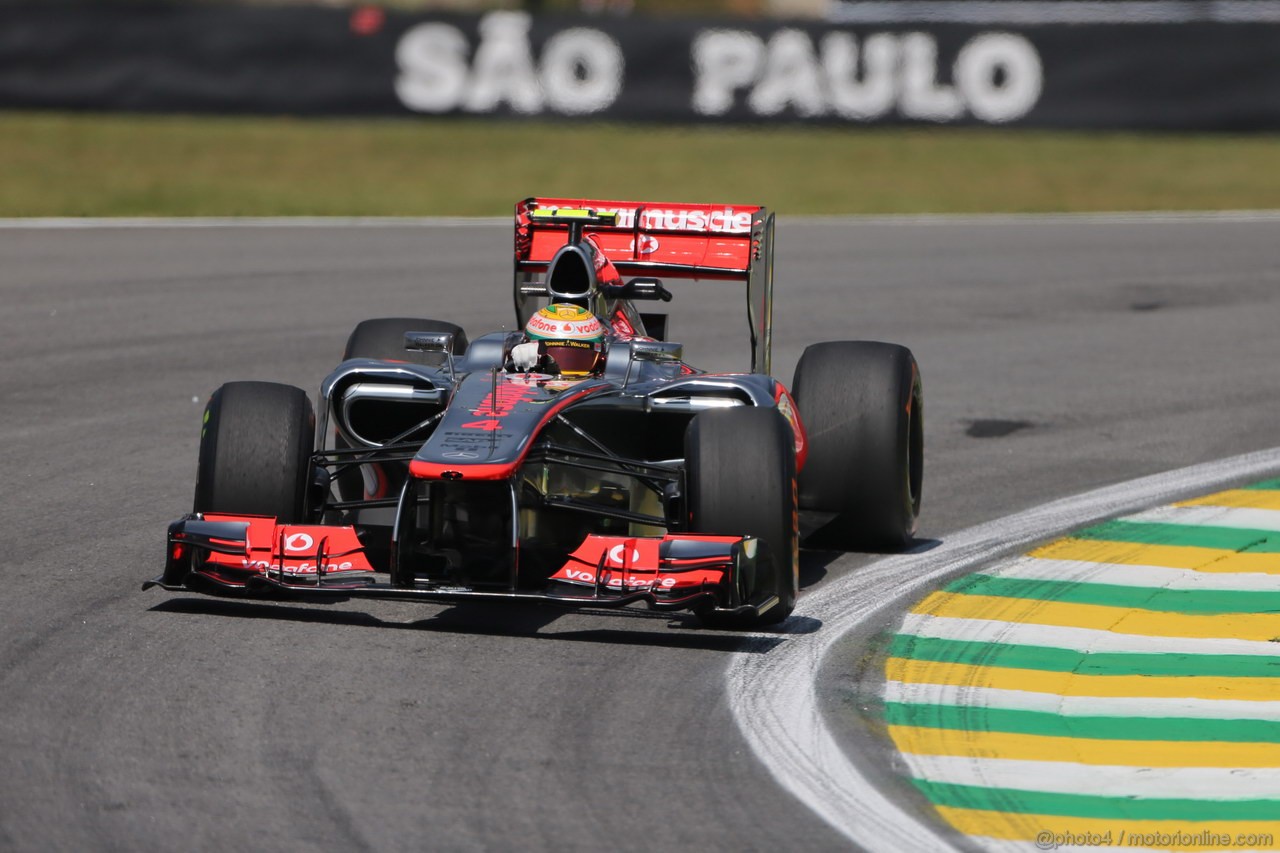 GP BRASILE, 23.11.2012- Prove Libere 1, Lewis Hamilton (GBR) McLaren Mercedes MP4-27 
