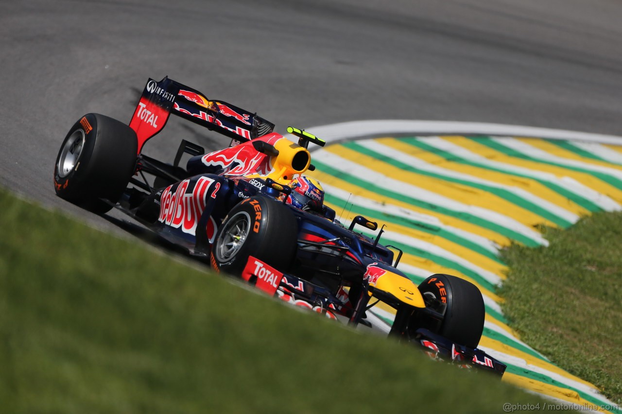 GP BRASILE, 23.11.2012- Prove Libere 1, Mark Webber (AUS) Red Bull Racing RB8 