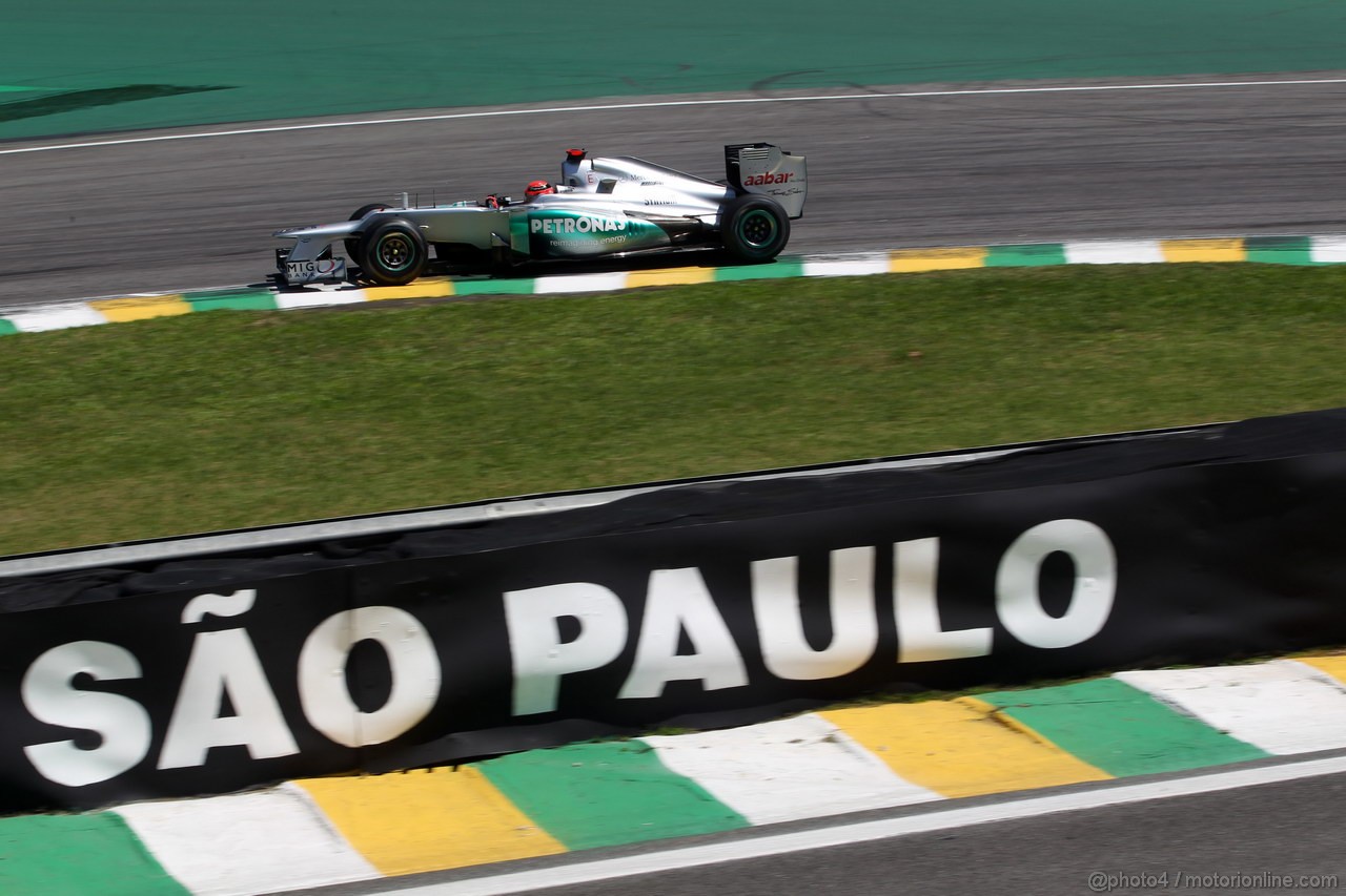 GP BRASILE, 23.11.2012- Prove Libere 2,Michael Schumacher (GER) Mercedes AMG F1 W03 