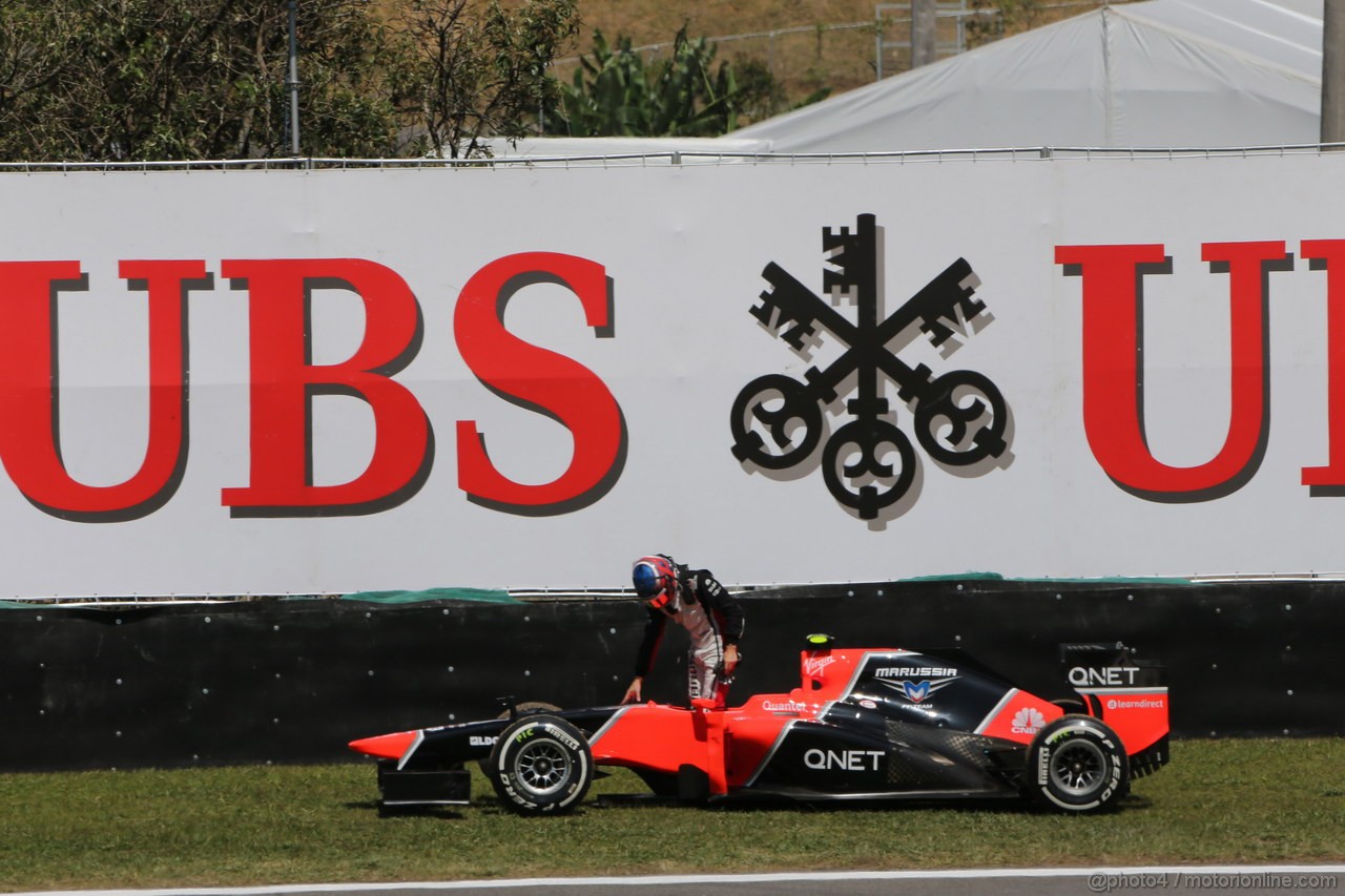 GP BRASILE, 23.11.2012- Prove Libere 2, Charles Pic (FRA) Marussia F1 Team MR01 retires from the practice