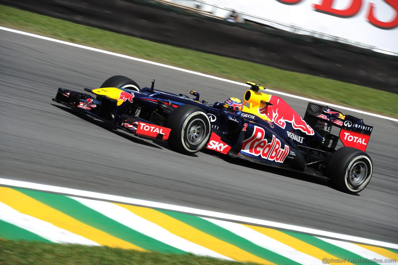 GP BRASILE, 23.11.2012- Prove Libere 2, Mark Webber (AUS) Red Bull Racing RB8