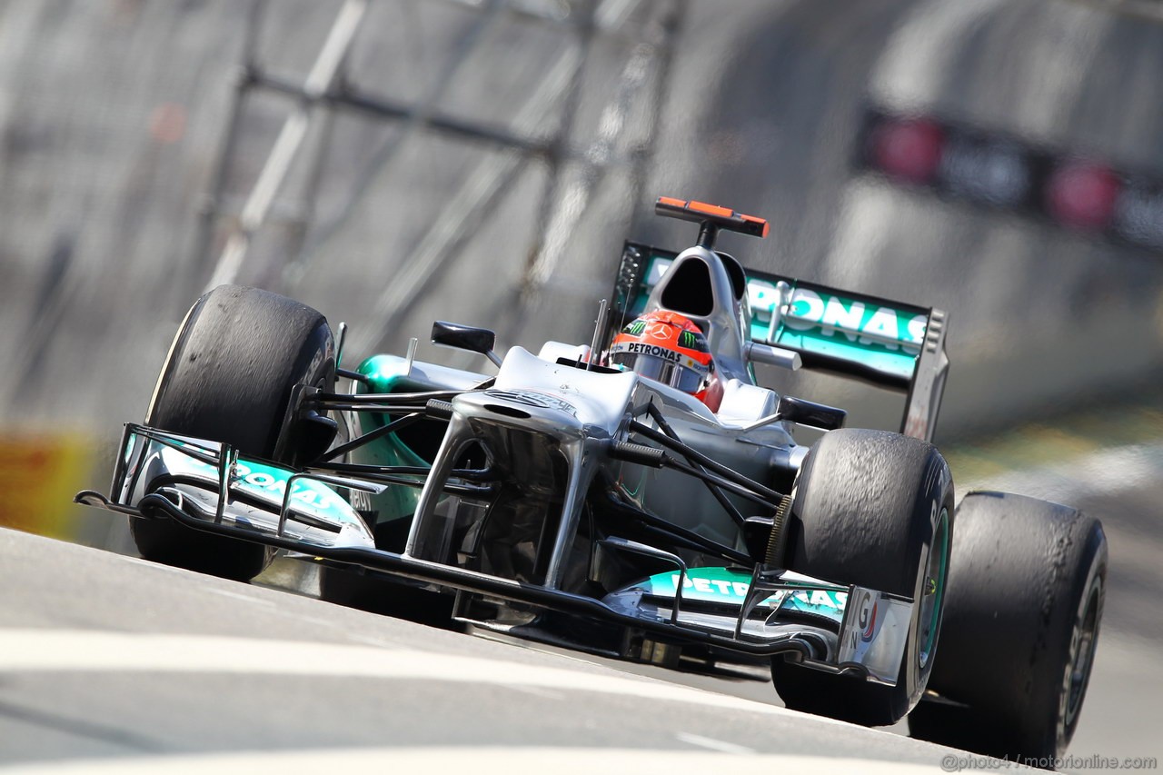 GP BRASILE, 23.11.2012- Prove Libere 2, Michael Schumacher (GER) Mercedes AMG F1 W03 