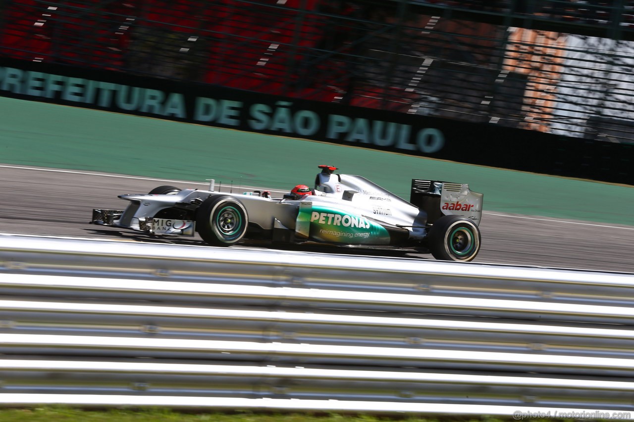 GP BRASILE, 23.11.2012- Prove Libere 2, Michael Schumacher (GER) Mercedes AMG F1 W03 