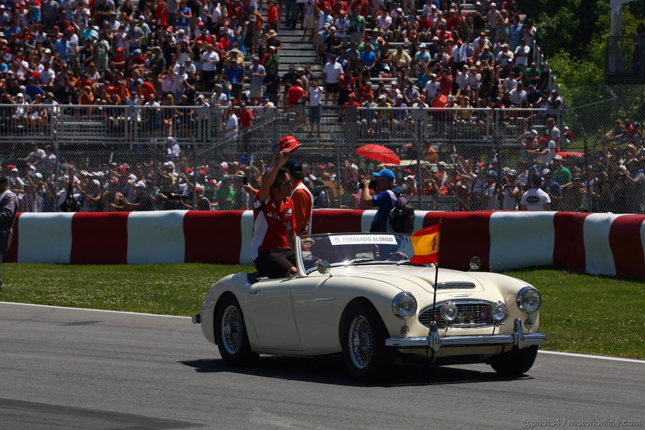 GP CANADA, 10.06.2012- Fernando Alonso (ESP) Ferrari F2012 at drivers parade  