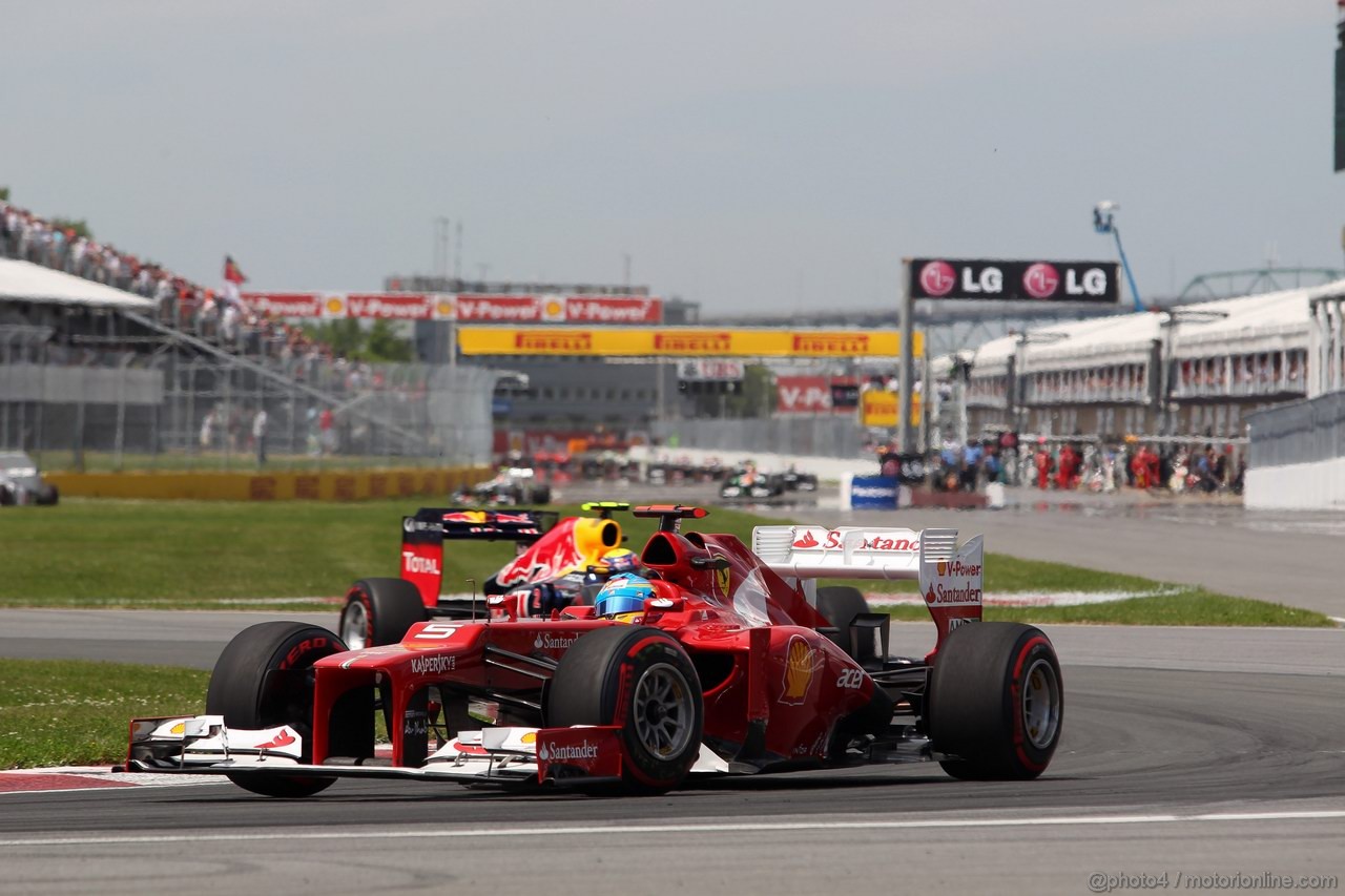 GP CANADA, 10.06.2012- Gara, Fernando Alonso (ESP) Ferrari F2012 davanti a Mark Webber (AUS) Red Bull Racing RB8 