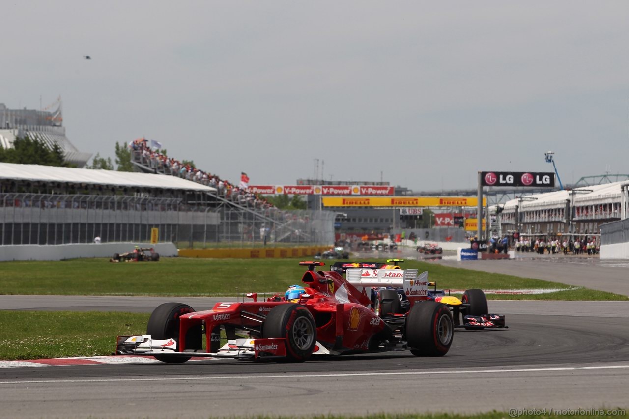 GP CANADA, 10.06.2012- Gara, Fernando Alonso (ESP) Ferrari F2012 davanti a Mark Webber (AUS) Red Bull Racing RB8 