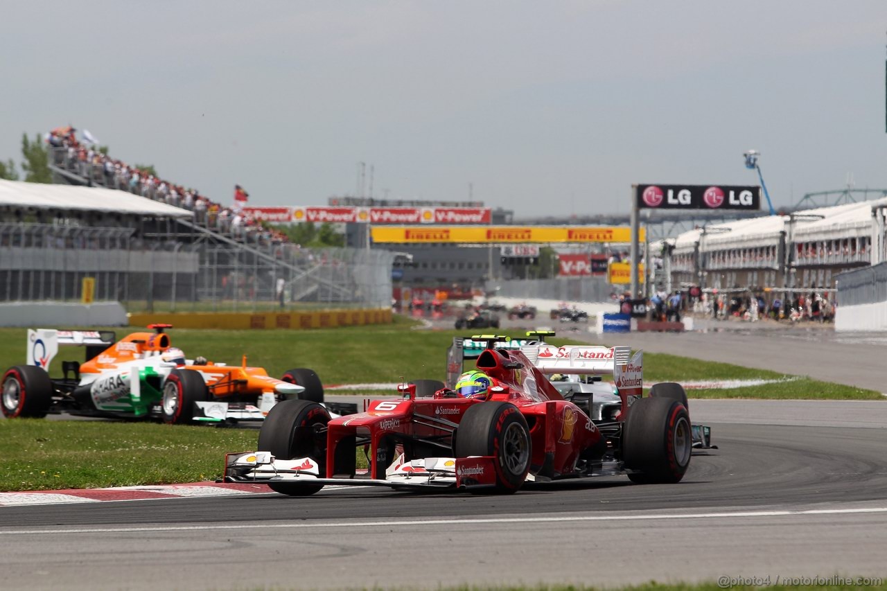 GP CANADA, 10.06.2012- Gara, Felipe Massa (BRA) Ferrari F2012 davanti a Nico Rosberg (GER) Mercedes AMG F1 W03 