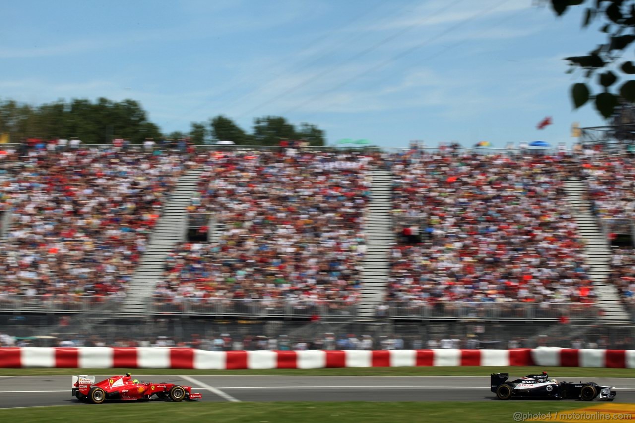 GP CANADA, 10.06.2012- Gara, Felipe Massa (BRA) Ferrari F2012 e Pastor Maldonado (VEN) Williams F1 Team FW34 