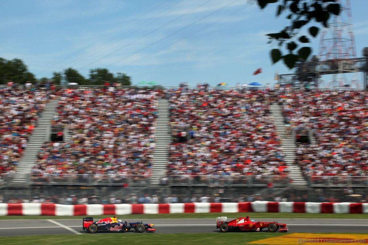 GP CANADA, 10.06.2012- Gara, Sebastian Vettel (GER) Red Bull Racing RB8 e Fernando Alonso (ESP) Ferrari F2012 