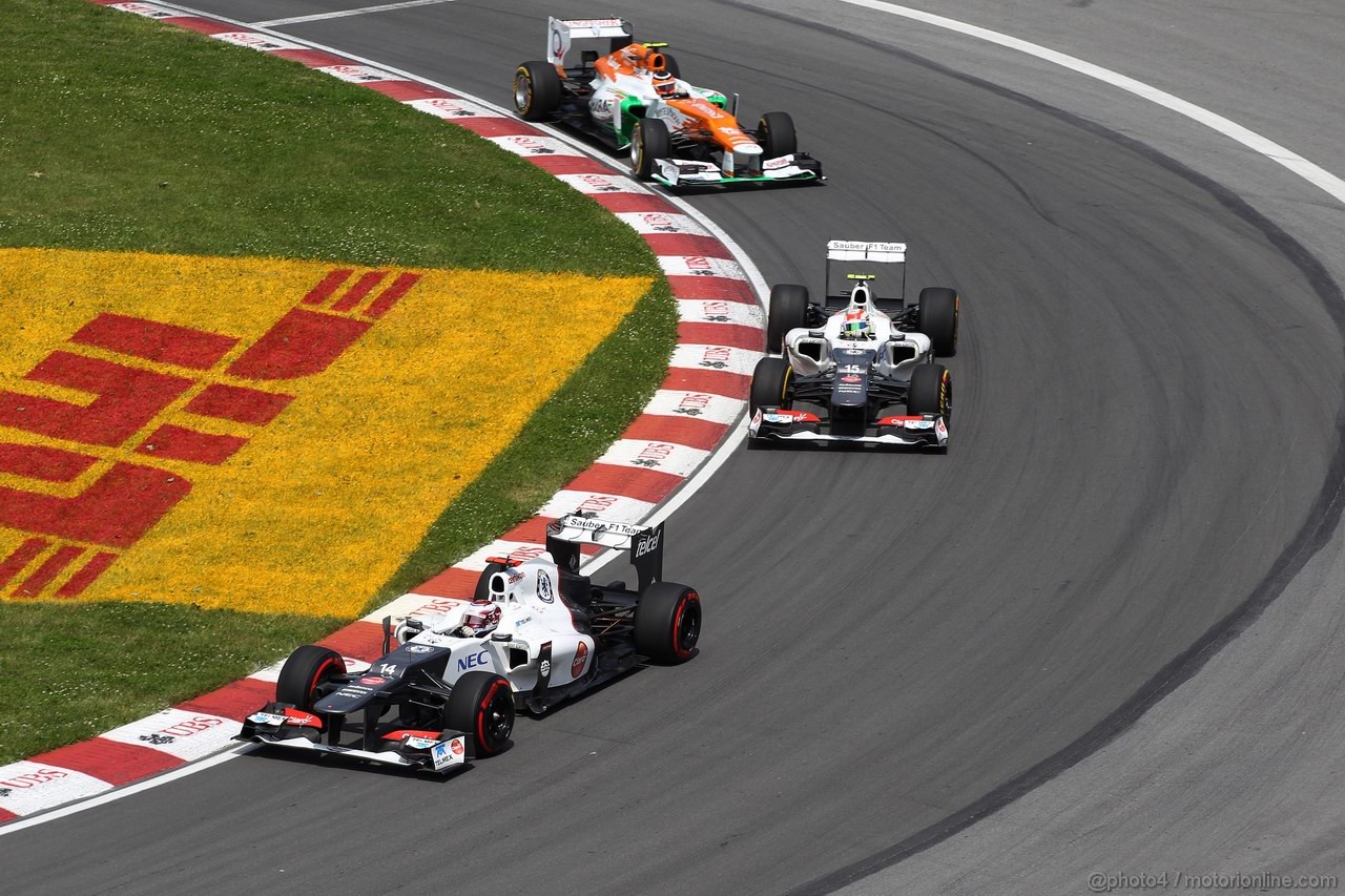 GP CANADA, 10.06.2012- Gara, Kamui Kobayashi (JAP) Sauber F1 Team C31 e Sergio Pérez (MEX) Sauber F1 Team C31 