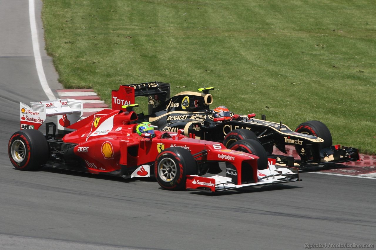 GP CANADA, 10.06.2012- Gara, Felipe Massa (BRA) Ferrari F2012 e Romain Grosjean (FRA) Lotus F1 Team E20 