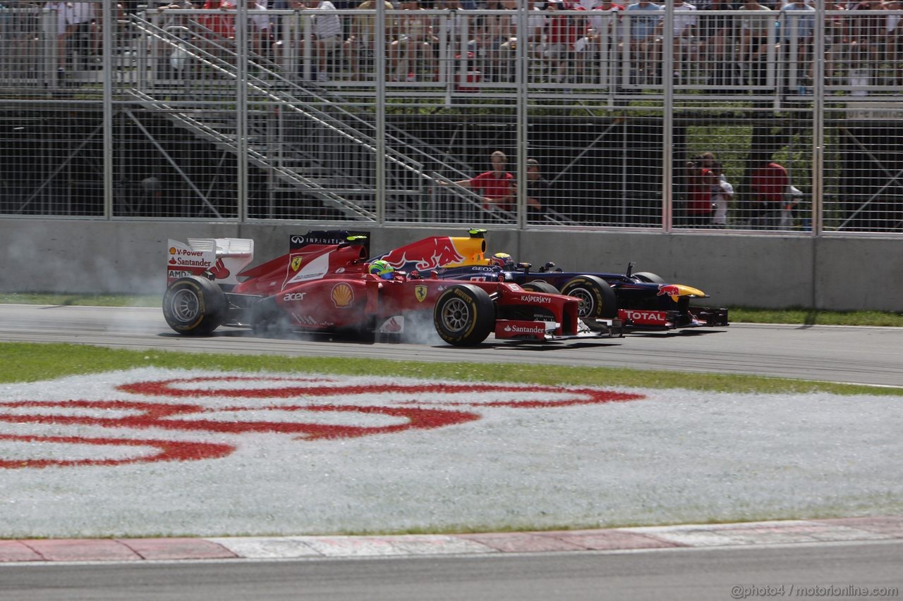 GP CANADA, 10.06.2012- Gara, Felipe Massa (BRA) Ferrari F2012 e Mark Webber (AUS) Red Bull Racing RB8 