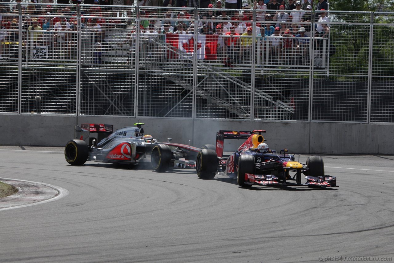 GP CANADA, 10.06.2012- Gara, Lewis Hamilton (GBR) McLaren Mercedes MP4-27 e Sebastian Vettel (GER) Red Bull Racing RB8 