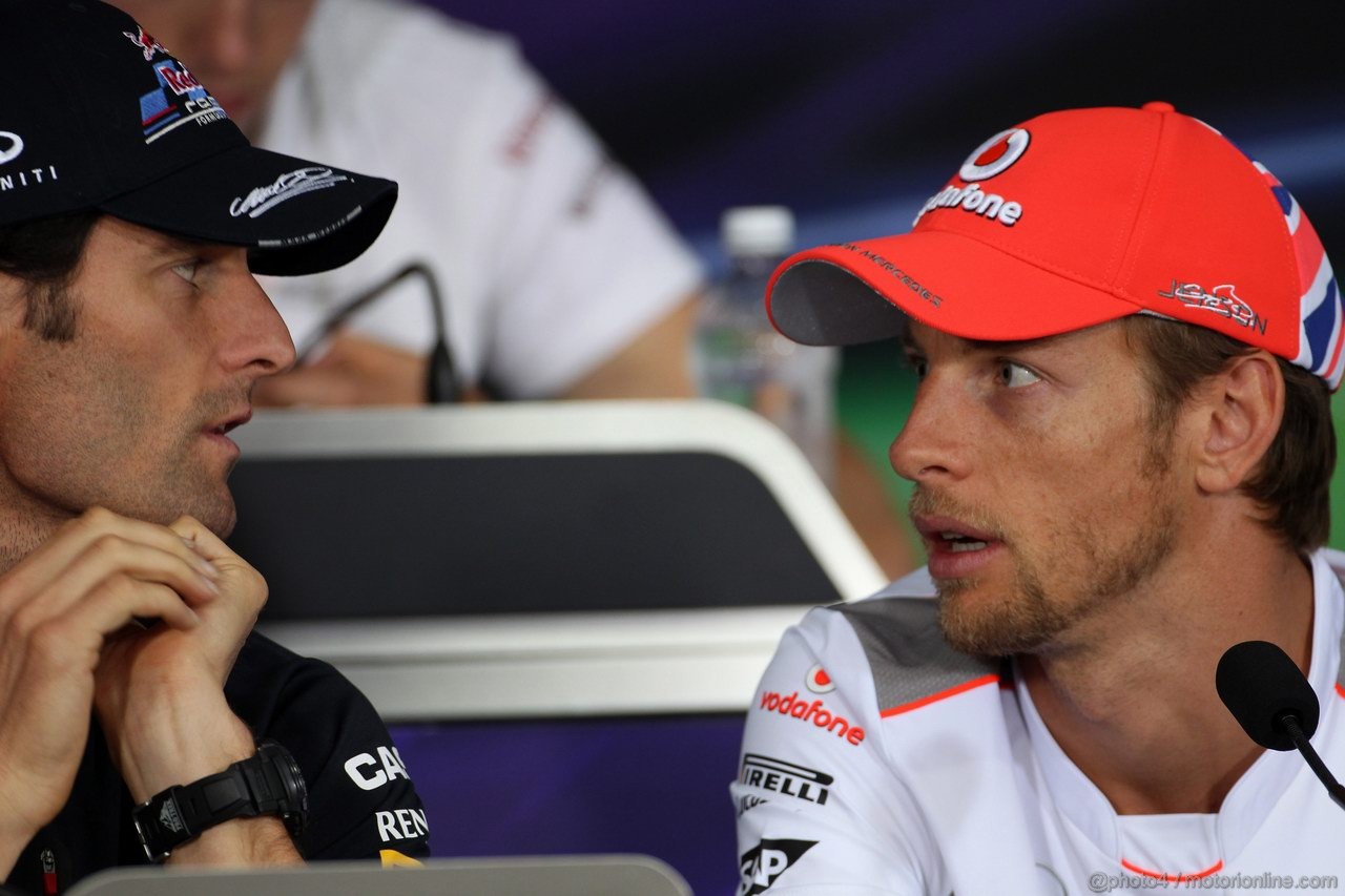 GP CANADA, 07.06.2012- Conferenza Stampa, Mark Webber (AUS) Red Bull Racing RB8 e Jenson Button (GBR) McLaren Mercedes MP4-27 