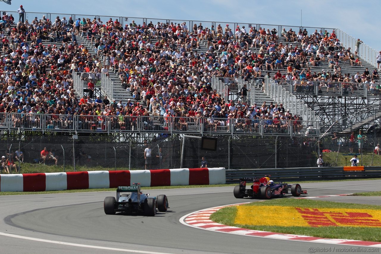 GP CANADA, 09.06.2012- Prove Libere 3, Michael Schumacher (GER) Mercedes AMG F1 W03 e Sebastian Vettel (GER) Red Bull Racing RB8 
