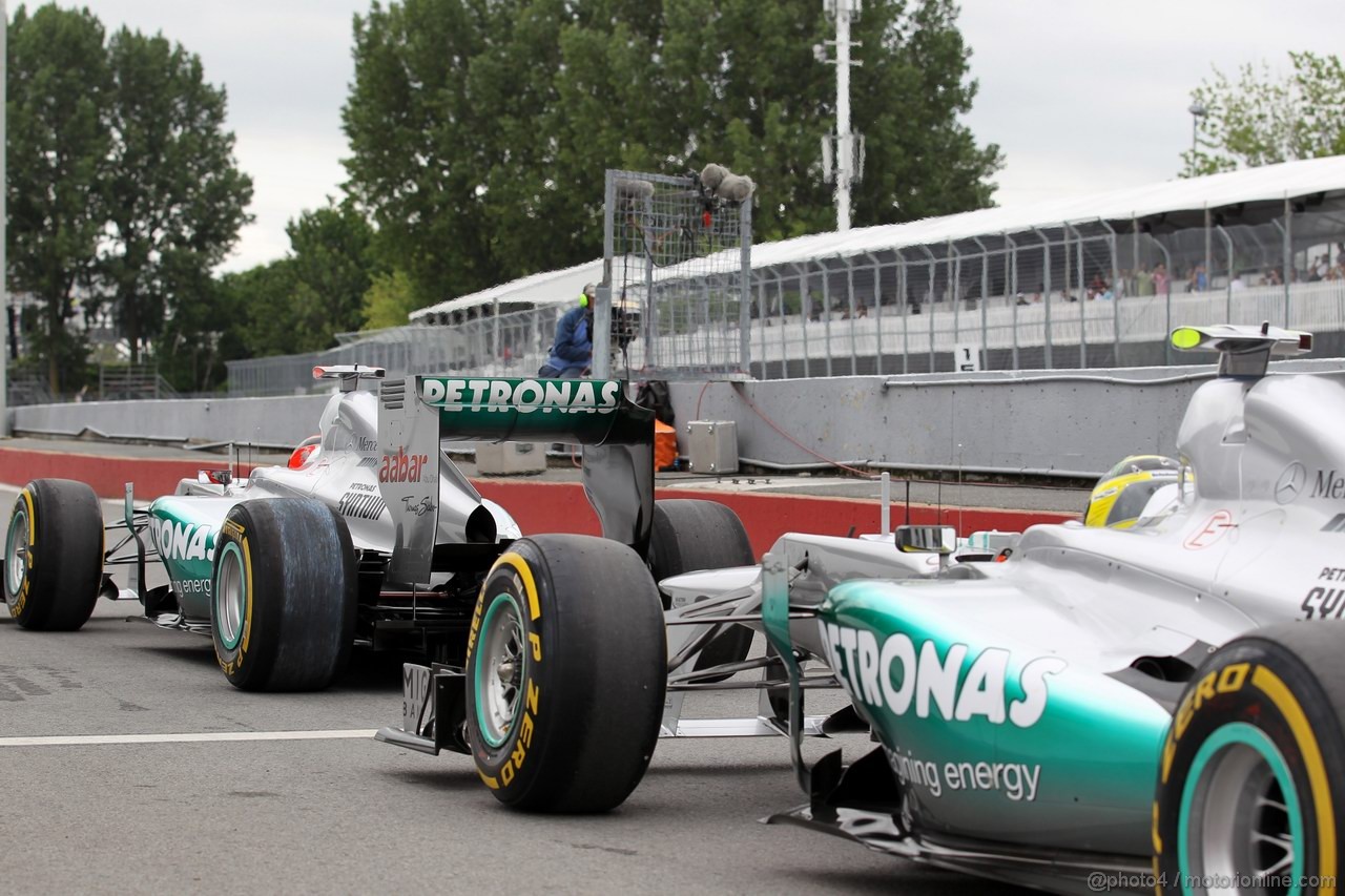 GP CANADA, 08.06.2012- Prove Libere 1, Michael Schumacher (GER) Mercedes AMG F1 W03 e Nico Rosberg (GER) Mercedes AMG F1 W03 