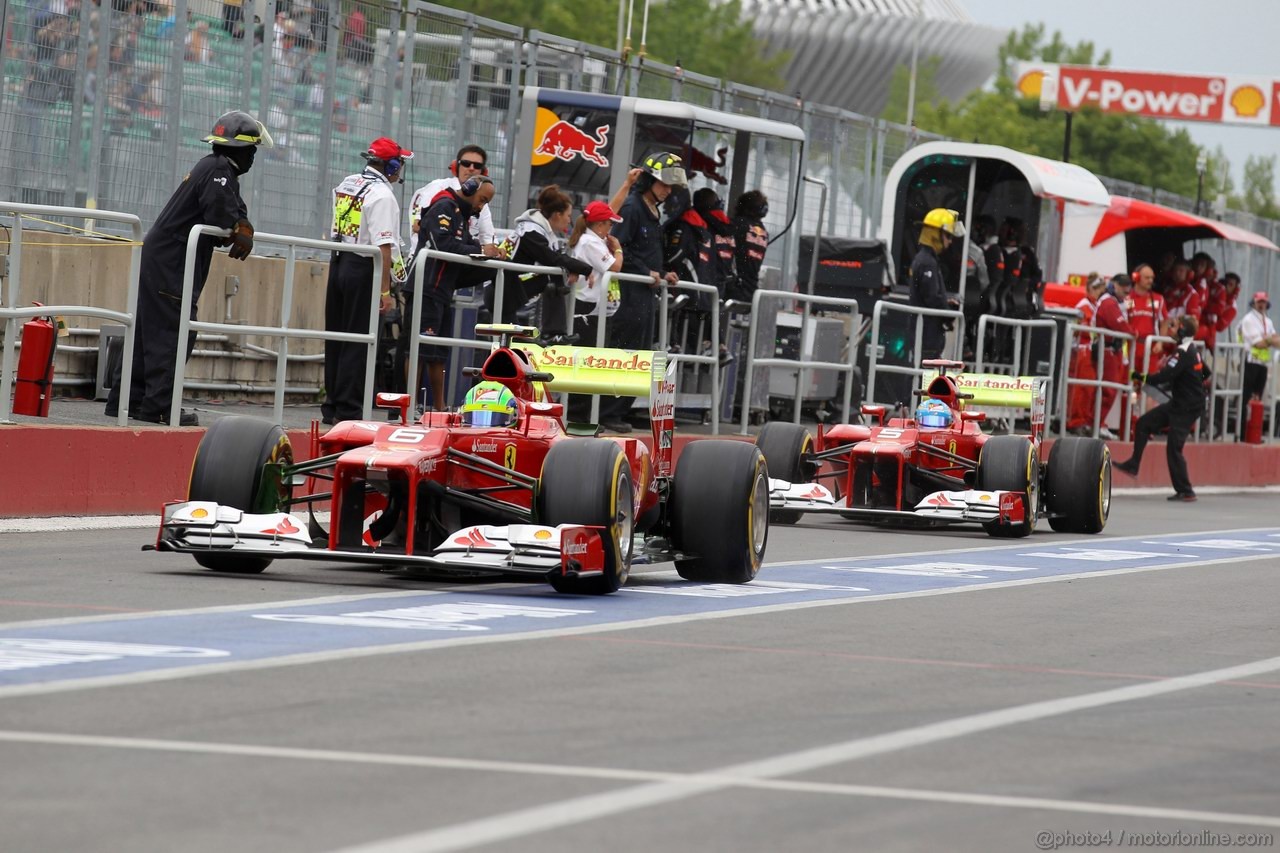 GP CANADA, 08.06.2012- Prove Libere 1, Felipe Massa (BRA) Ferrari F2012 e Fernando Alonso (ESP) Ferrari F2012 