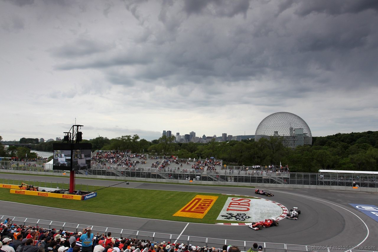 GP CANADA, 08.06.2012- Prove Libere 1,  Fernando Alonso (ESP) Ferrari F2012, Kamui Kobayashi (JAP) Sauber F1 Team C31 e Daniel Ricciardo (AUS) Scuderia Toro Rosso STR7 
