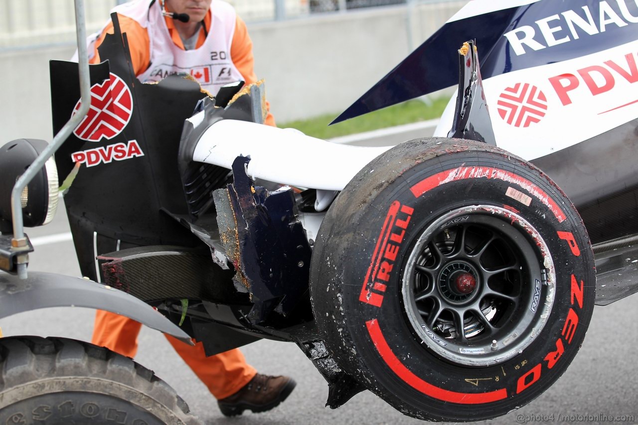 GP CANADA, 08.06.2012- Prove Libere 2, Crash, Bruno Senna (BRA) Williams F1 Team FW34