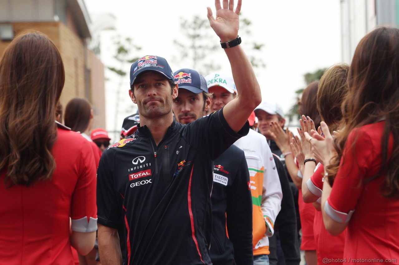 GP COREA, 14.10.2012- Mark Webber (AUS) Red Bull Racing RB8 e Jean-Eric Vergne (FRA) Scuderia Toro Rosso STR7 