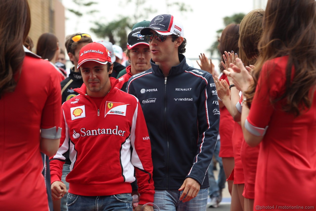 GP COREA, 14.10.2012- Felipe Massa (BRA) Ferrari F2012 e Bruno Senna (BRA) Williams F1 Team FW34 