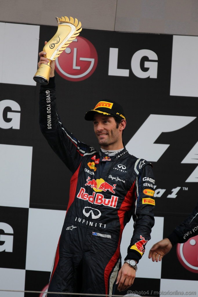 GP COREA, 14.10.2012- Gara, secondo Mark Webber (AUS) Red Bull Racing RB8 