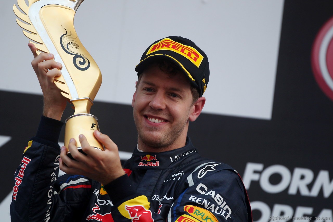 GP COREA, 14.10.2012- Gara, Sebastian Vettel (GER) Red Bull Racing RB8 vincitore 