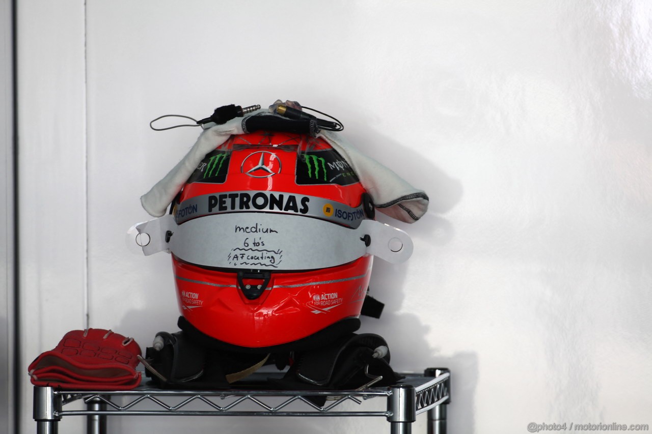 GP COREA, 13.10.2012- Prove Libere 3, Helmet of Michael Schumacher (GER) Mercedes AMG F1 W03 
