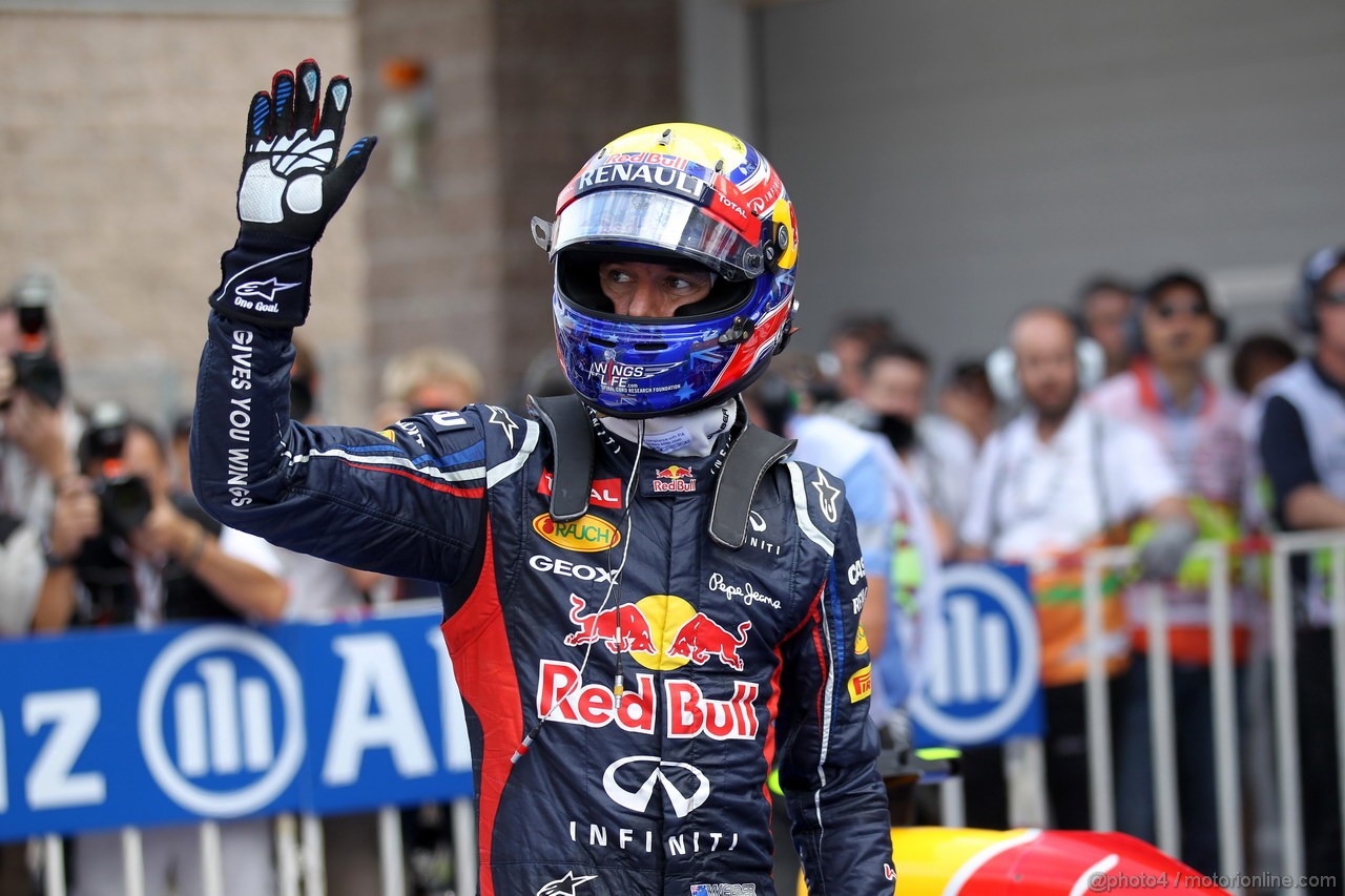 GP COREA, 13.10.2012- Qualifiche, Mark Webber (AUS) Red Bull Racing RB8 pole position