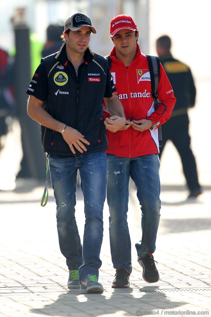 GP COREA, 12.10.2012- Jerome D'Ambrosio (BEL), Lotus F1 Team E20 e Felipe Massa (BRA) Ferrari F2012