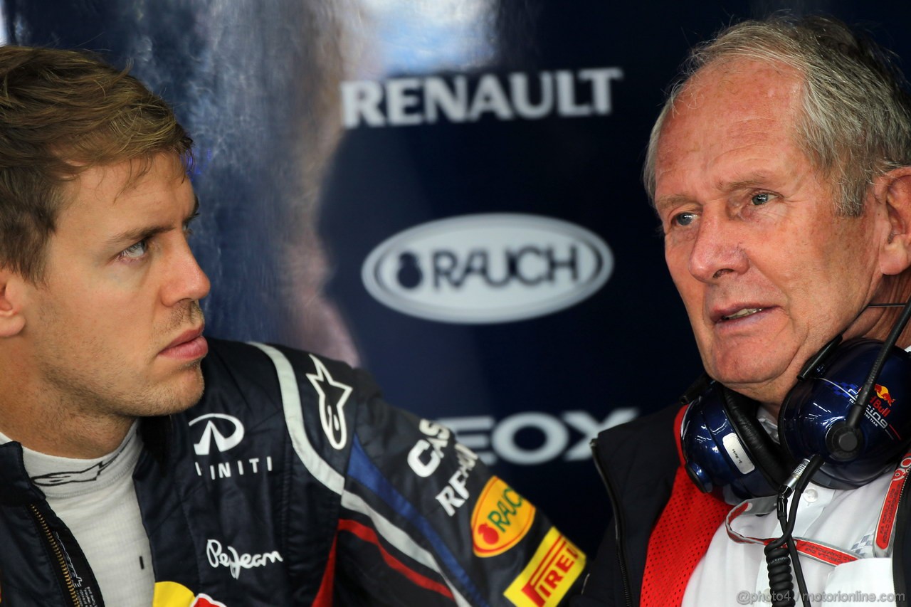 GP COREA, 12.10.2012-  Prove Libere 1, Sebastian Vettel (GER) Red Bull Racing RB8 e Helmut Marko (AUT), Red Bull Racing, Red Bull Advisor